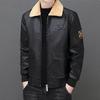 Large size leather jacket men's fleece thickened autumn and winter PU leather jacket youth locomotive flight suit