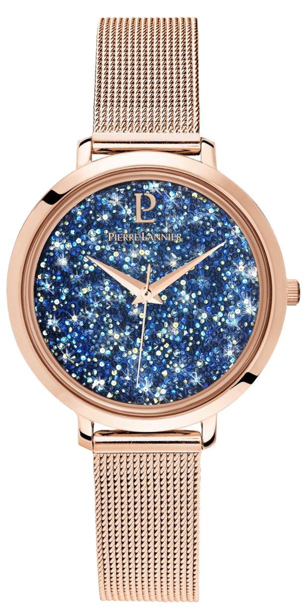 

[Pierre Lannier] Pierre Lannier Petit Crystal Watch Mesh Belt P105J968 Women s Watch [Authorized Import] Pink Gold Navy