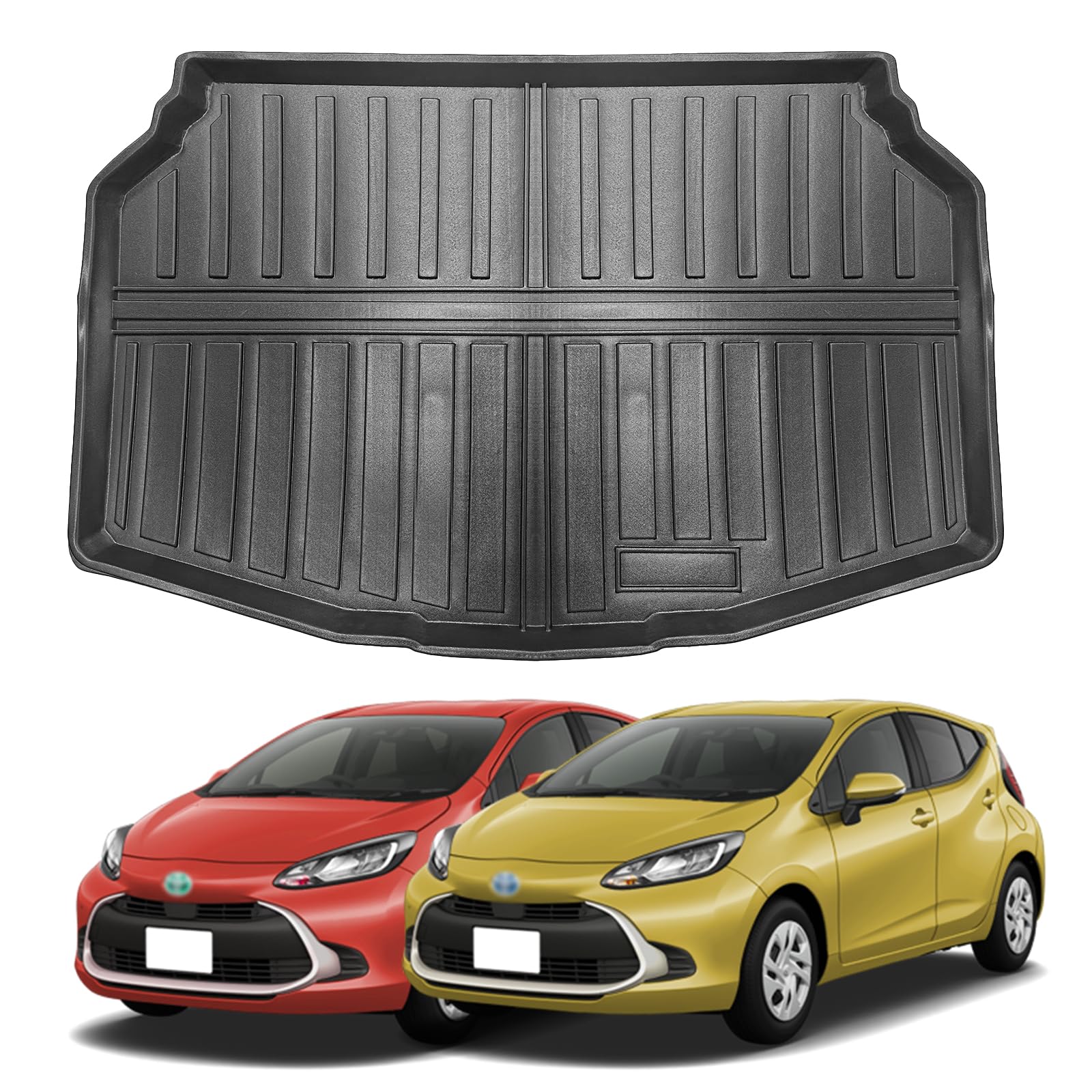 

BIGKON Коврик в багажник для Toyota Aqua MXP Series 2021 3D TPE Автомобильный Черный (Июль - Настоящее время) - Конструкция, Материал, Водонепроницаемый, Устойчивый к пятнам, Всепогодный, чёрный