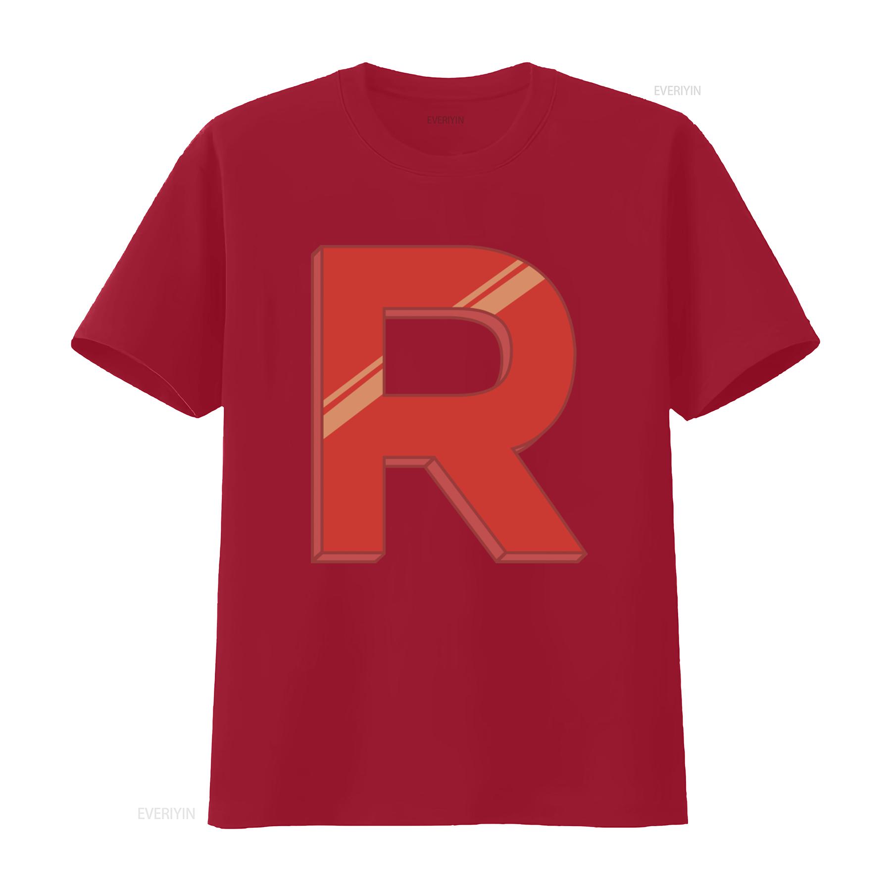 Mens Team Rocket Gaming Video Game T Shirt with Bold Red R Print vintage Washed Stretched Unisex streetwear homme Stylish S