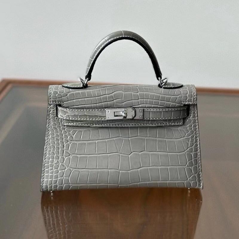 New Leather Handbag Bag, High-gloss Crocodile Pattern Second-generation Hand Carry Mini Shoulder Women's Bag
