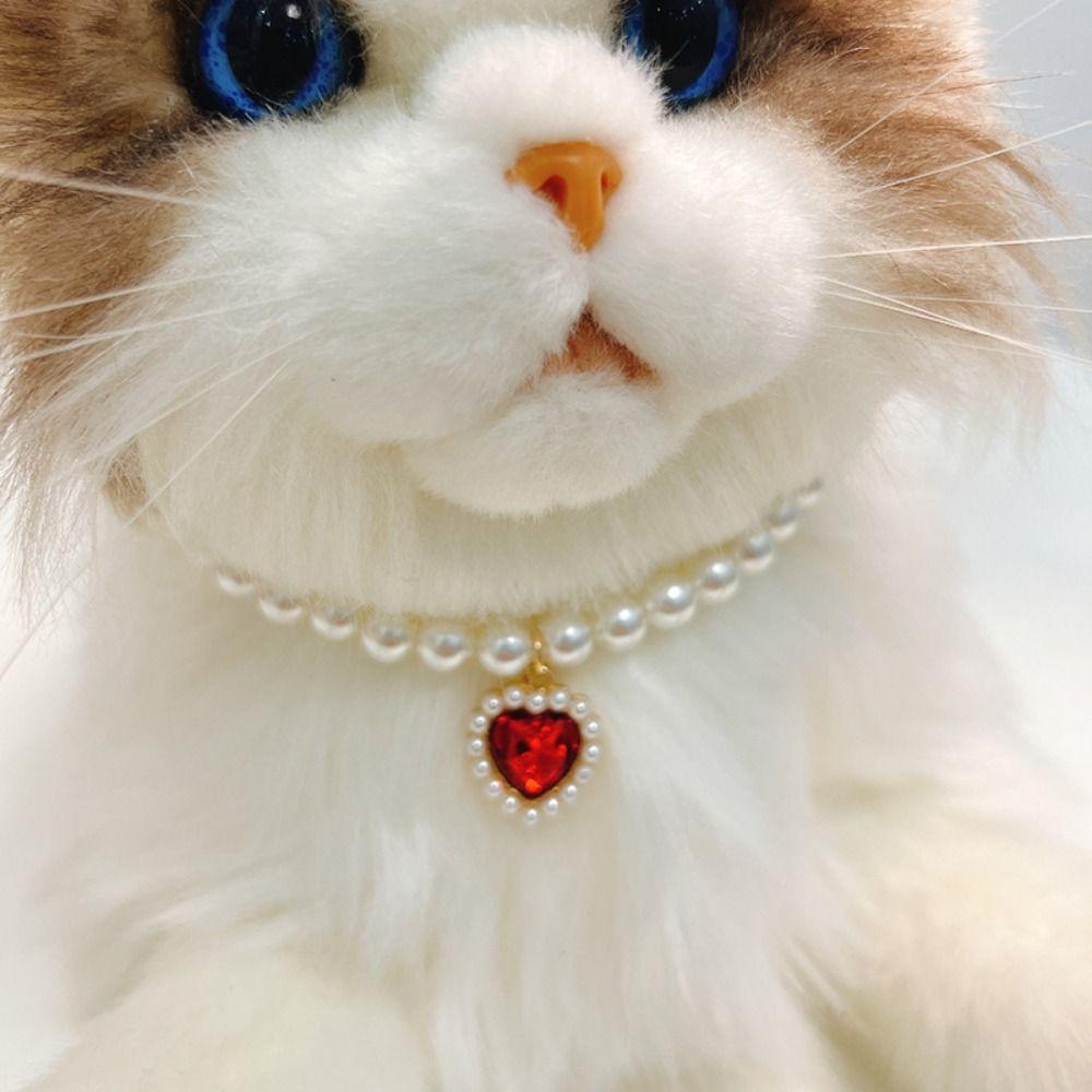 Adjustable Pet Pearl Necklace Accessories for Cats Gotas Animals Fashion Rhinestones Sphynx Cat Collar Kitten Dog Collier Chat