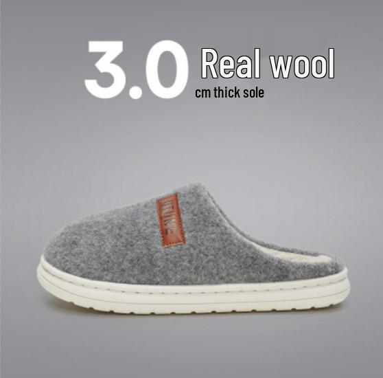Youdiao Wool Autumn/Winter Plush Non-Slip Slippers for Men & Women - Warm Indoor Shoes for Middle-Aged & Elderly.