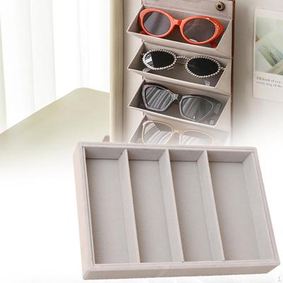 Sonnenbrillen Organizer Tablett 4 Fächer Aufbewahrungsbox für Brillen für Männer Frauen Platzsparend Trendige Brillen