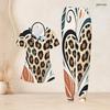 Women Plus Size V Neck Short Sleeve Scrub Set Wine Glass Leaf Abstract Art Print Nurse Uniform Set