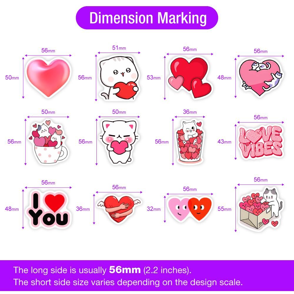 Red Heart Love Stickers Valentine's Day DIY Gift Toys for Scrapbook Diary Journals Laptop Luggage Bottles Decorative Waterproof