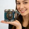 Medieval Pirate Drinking Cup With Ergonomic Axes Handle And Decorative Carvings Beer Mug For Beverage Enthusiasts Gift