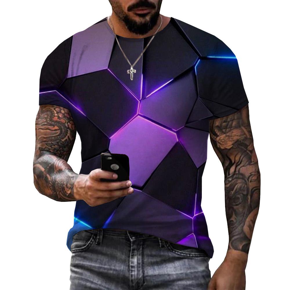 Men's 3D dazzling pattern chip printed T-shirt for both men and women, summer fashion trend T-shirt, casual oversized T-shirt