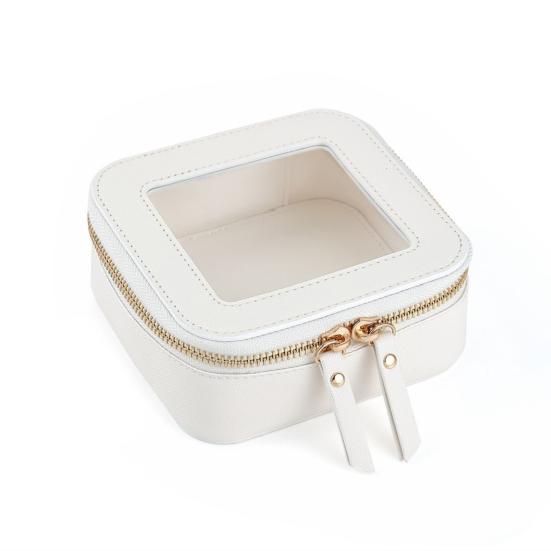 Transparent Cosmetic Bag Dual Zipper Closure Portable Large Capacity Waterproof Faux Leather Outdoor Business Tip