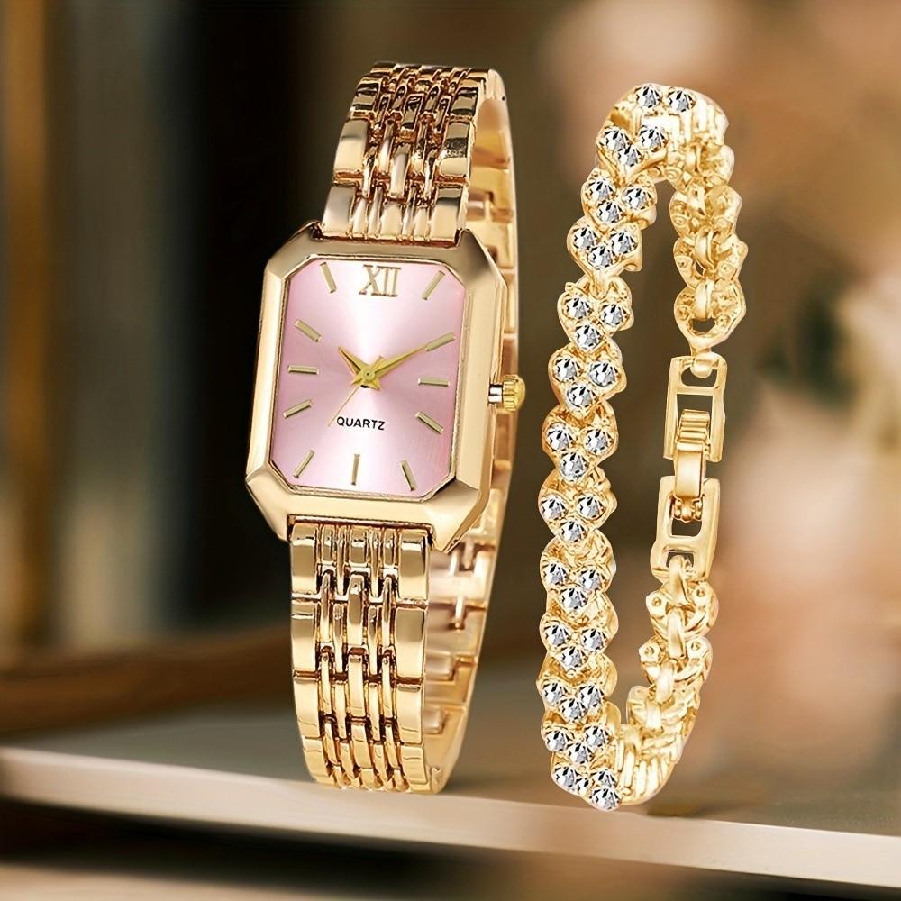 Fashion Women Quartz Watch Rectangle Rectangle Rhinestone Quartz Watch Daily Use