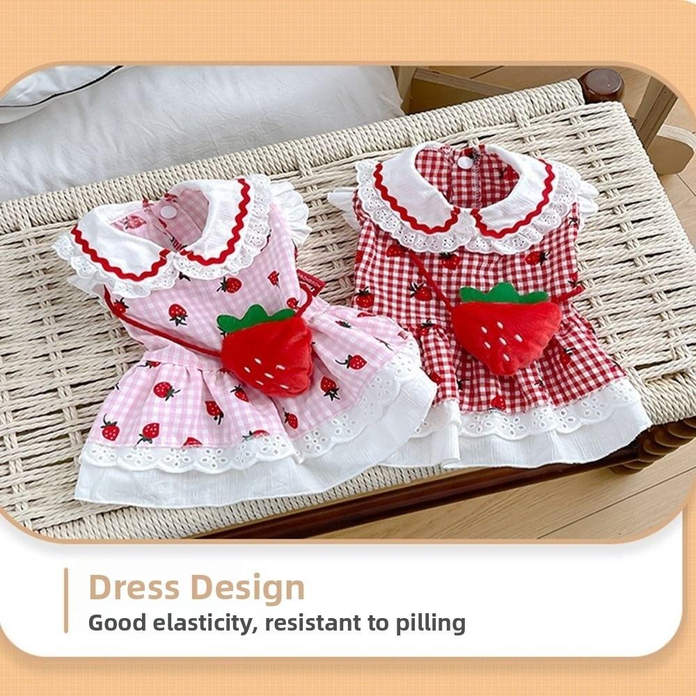 Cute Pet Strawberry Dress Soft Pet Summer Clothes Fashion Dog Vest  for Puppy Kittens