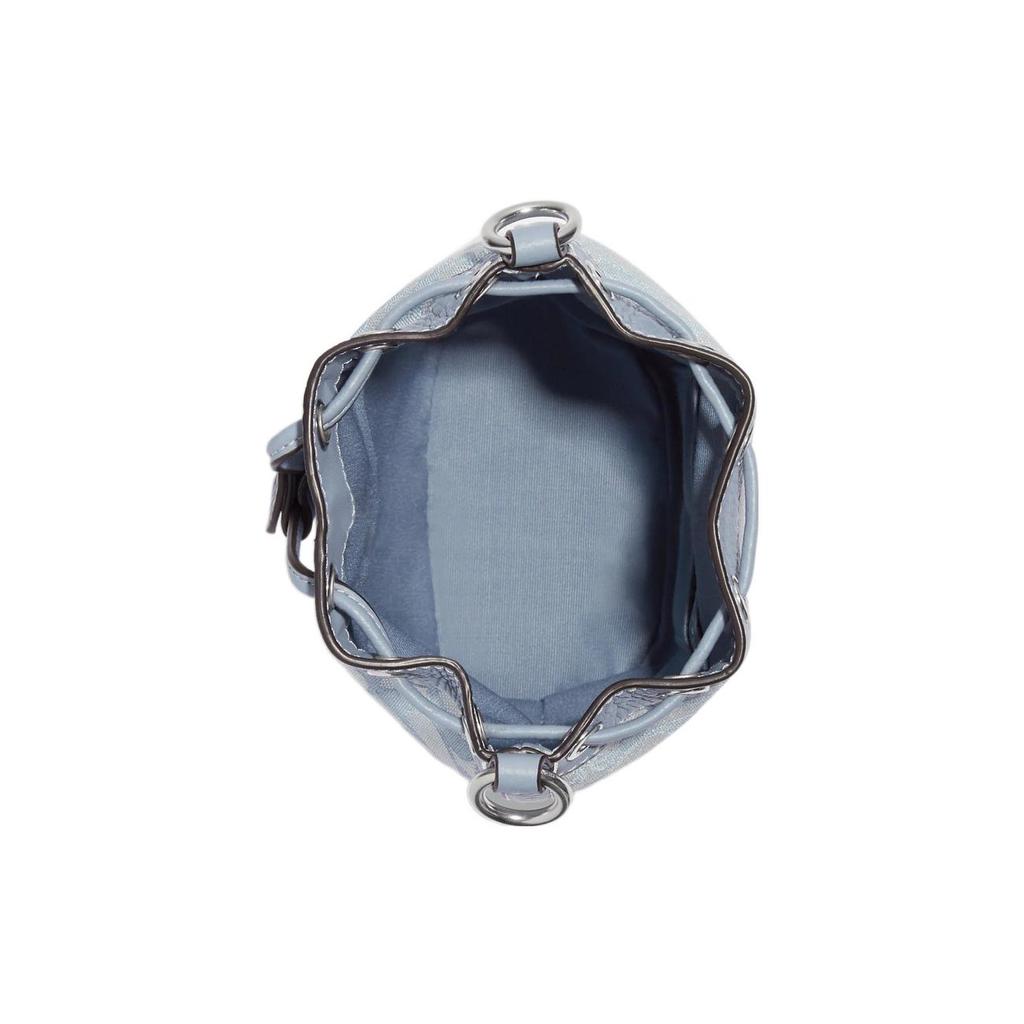 New COACH Dempsey Fabric Cow Leather Patchwork Bucket Bags Shoulder Bag Crossbody Bag Small Size Women's Lake Blue C8322-SVS9X