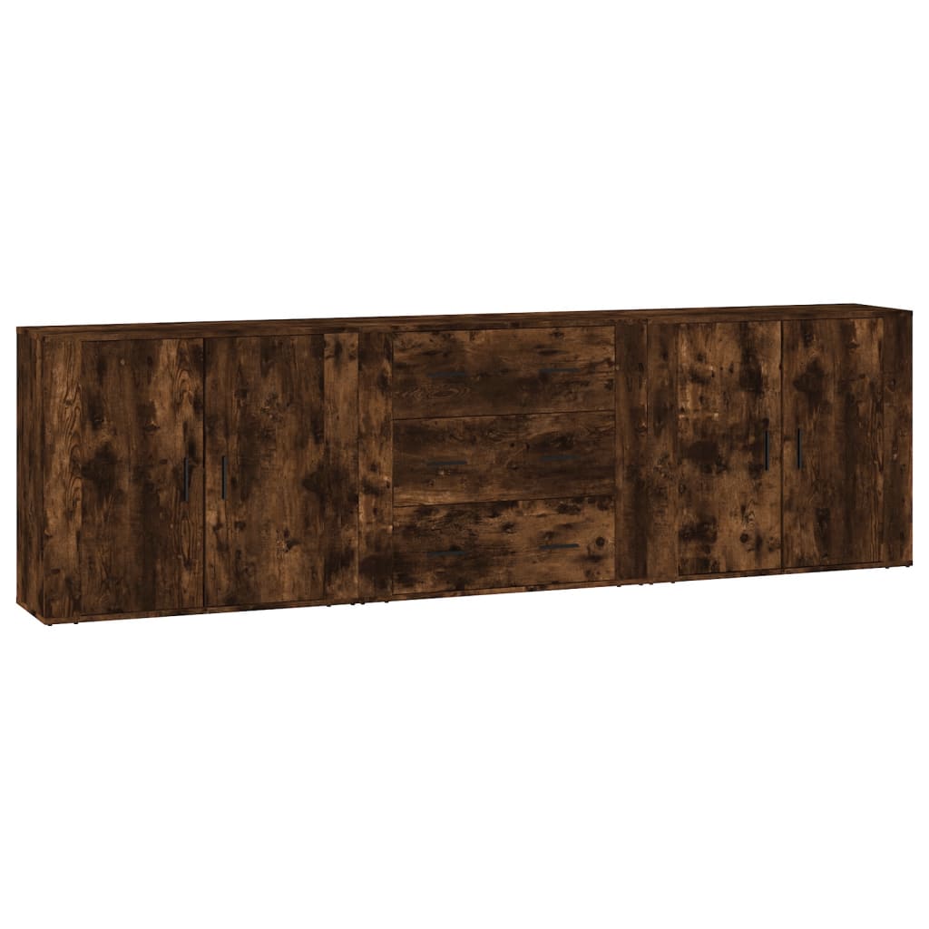 Sideboards 3 pcs Smoked Oak Wood Composite