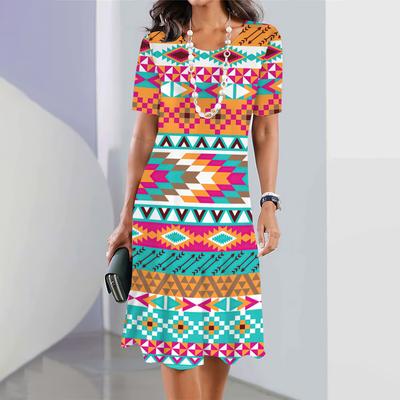 2025 New Women's Dresses Printed Summer Vacation Elegant Dress Feamle Short Sleeve Dresses Fashion Oversized Clothes