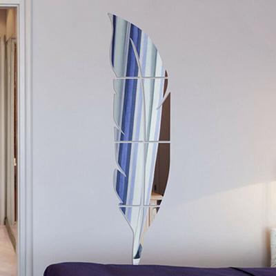 18*73cm DIY Moderní Styl Pírko Dekorativní Zrcadlové Samolepky na Zeď Pokojová Dekorace