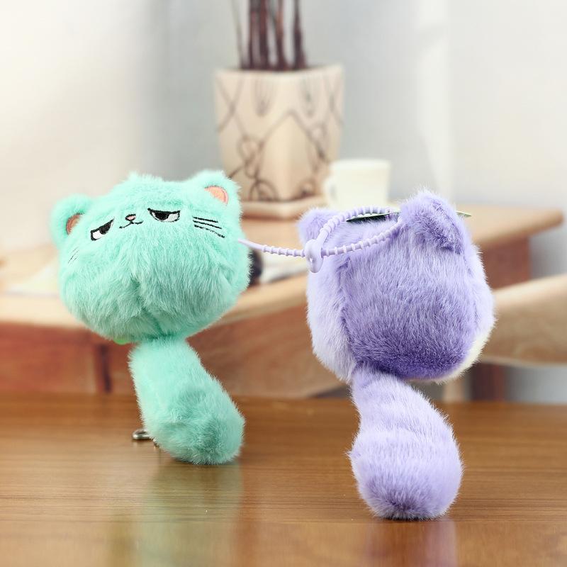 1 Piece Girl Backpack Doll Decoration Cute Plush Cat Doll Pendant Couple Bag Keychain Decorative Gift