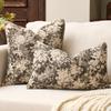 Vintage Neutral Floral Jacquard Throw Pillowcase Soft Decorative Farmhouse Accent Couch Pillow Case for Home Living Room Bed