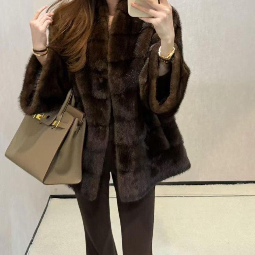 Vintage Chic Women s Faux Fur-Lined Mink Coat - Winter Slimming Style M (85-105 jin)