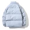 Men Cotton Coat Stand Collar Long Sleeve Solid Color Loose Fit Coat with Pockets Thickened Warm Quilted Outwear
