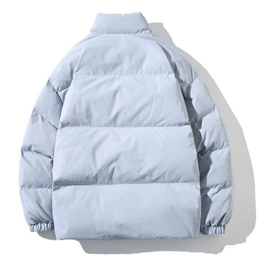 Men Cotton Coat Stand Collar Long Sleeve Solid Color Loose Fit Coat with Pockets Thickened Warm Quilted Outwear