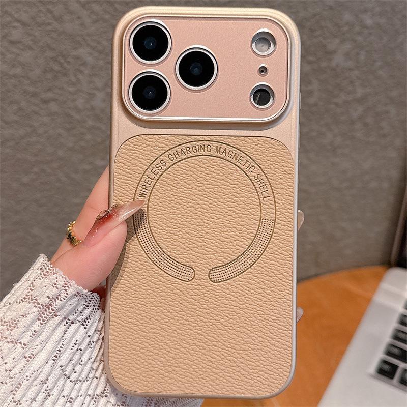 

Magnetic Leather Texture iPhone 17 Pro Max Case, Compatible with Models 13-16, Cross-Border Design iPhone 13 Pro