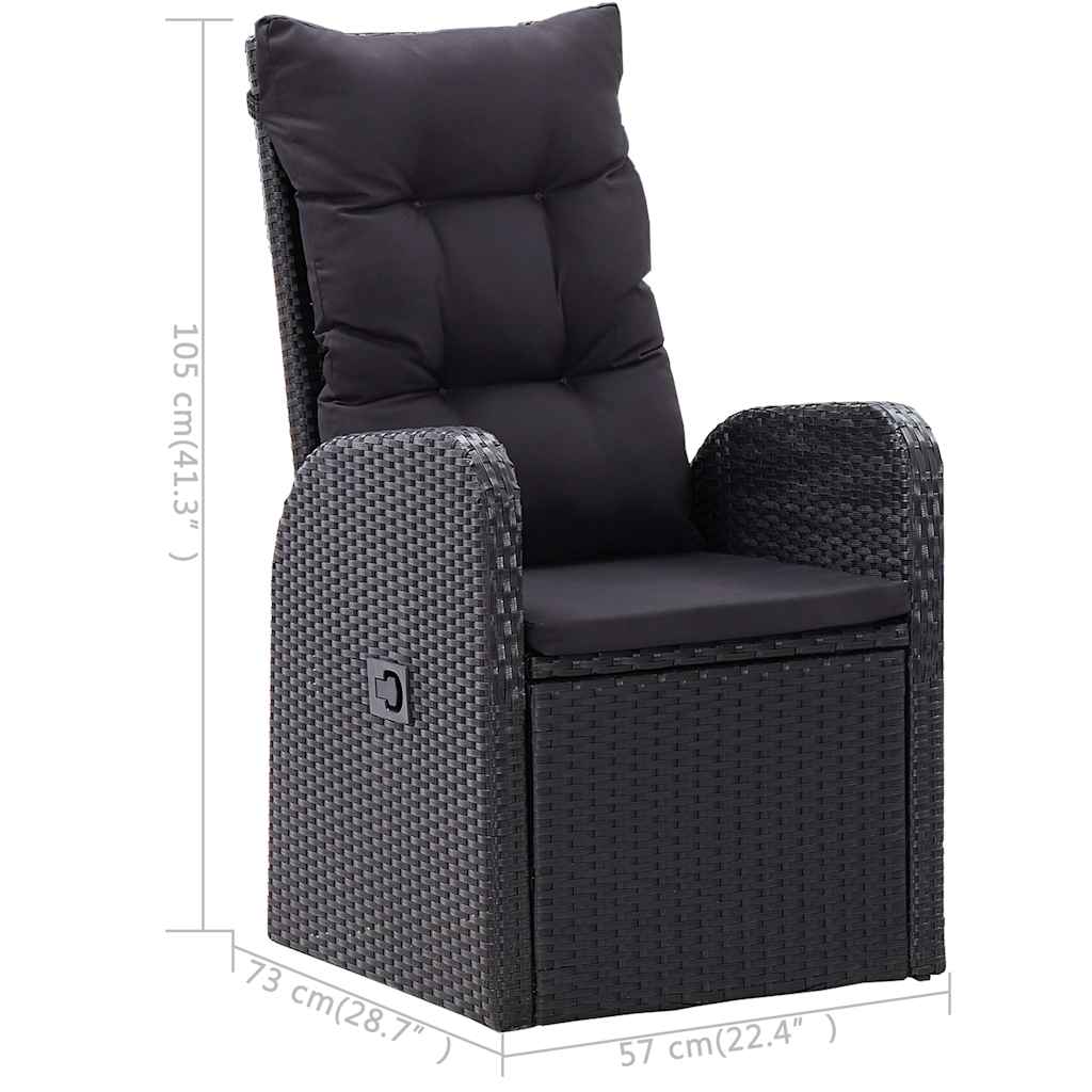 3 Piece Outdoor Dining Set Black