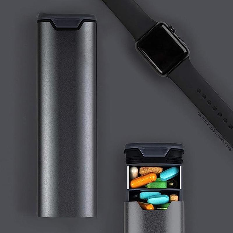 1Pcs 7 Day Weekly Metal Pill Organizer Travel, Cute Portable Pill Case, Large Capacity Pill Holder For Supplements, Vitamins
