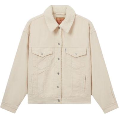 Levis Loose American Vintage Corduroy Imitation Lamb Wool Casual Jacket Women Jacket Off-White A4435-0044