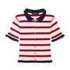 Top Polo a Maglia a Strisce Bicolore Dolce da Donna a Manica Corta Blusa Casual