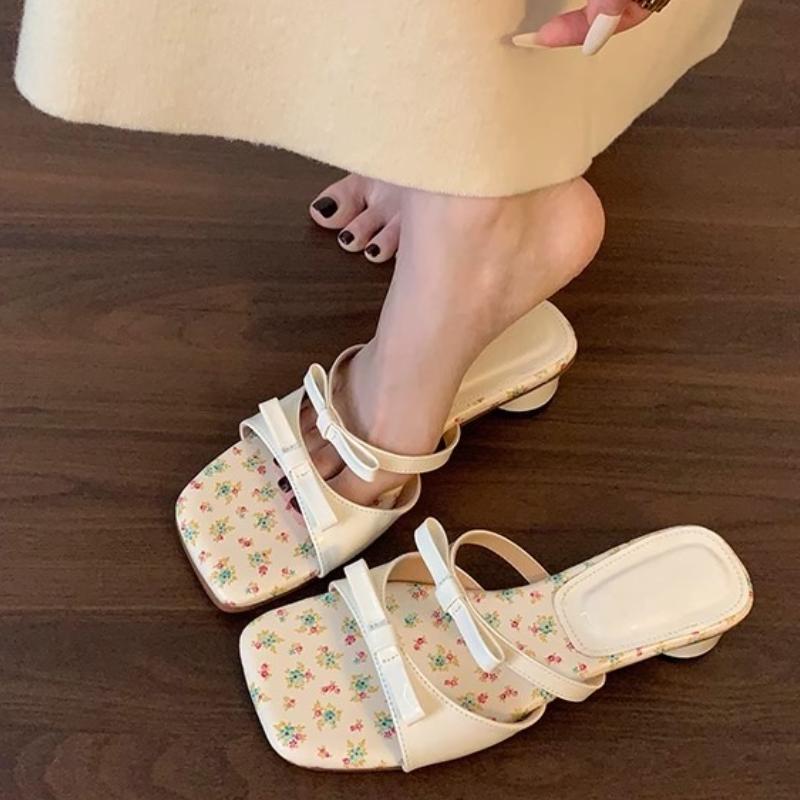 

Fashion Designer Summer Women Open Toe Slippers Fashion Butterfly-knot High Heel Slide Ladies Outdoor Party Dress Shoes 35 бежевый