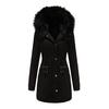 Women's Fleece-Lined Hooded Parka with Fur Collar - Warm Loose-Fit Cotton Jacket, European Size (2021 Autumn/Winter Collection)