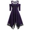 Women Dress Gothic Vintage Short Sleeve Off Shoulder Halloween Party Nightclub Dresses