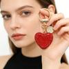 Bling Bling Pink Heart Crystal Rhinestone Soft Clay Keychain for Women, Cute Fashion Bag Charm & Key Ring Pendant for Purse Keys