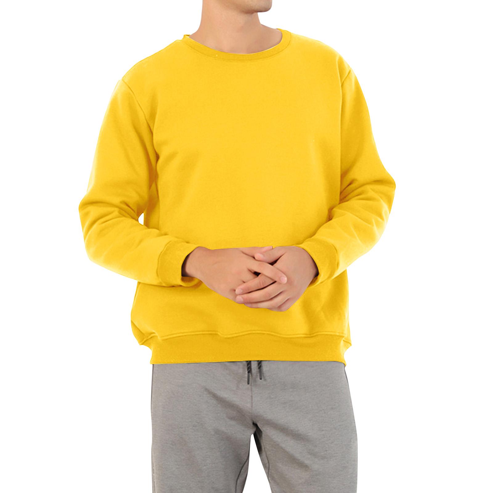 

Men s Solid Color Plus Velvet Round Neck Sweatshirt Men s Sports Large Size Casual Round Neck Sweatshirt XL жёлтый