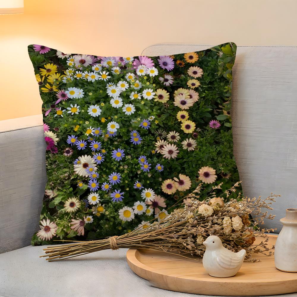 Cushion Cover  Linen  SkinFriendly Soft Decorative Case For Sofa Home Decor Fashion Daisy Pillow Cover