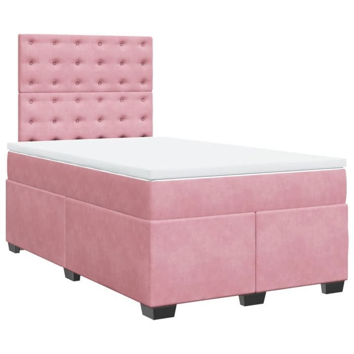 VidaXL Sommier à lattes de lit avec matelas rose 120x190 cm velours 3290875
