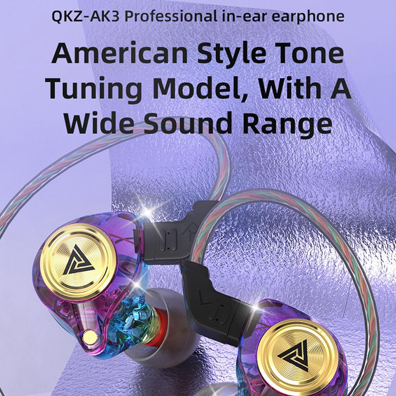 AK3 FiLe Wired Earphone with Microphone HiFi Music Monitor Bass Headphones Noise Cancelling Headset For Sport Gaming Earbuds