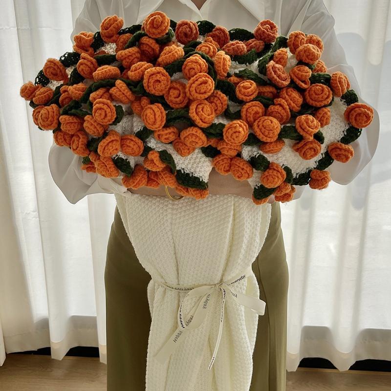 Crocheted Bouquet Blanket Hand-Knitted Sunflower Carnation Lily Of The Valley Sofa Throw Blankets Valentine Mother'S Day Gifts