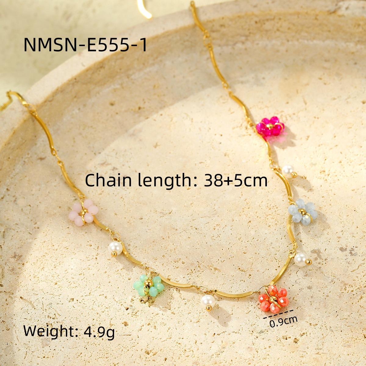 GEMCHIC Women s Stainless Steel Colorful Crystal Zircon Flower Titanium Steel Luxury Layered Necklace