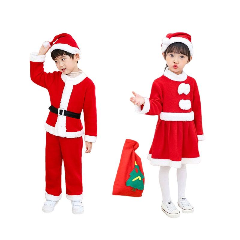 Unisex Children's Christmas Clothing High-quality Polyester Fiber Santa Claus Costume For Performances Available In Both Boys And Girls Styles