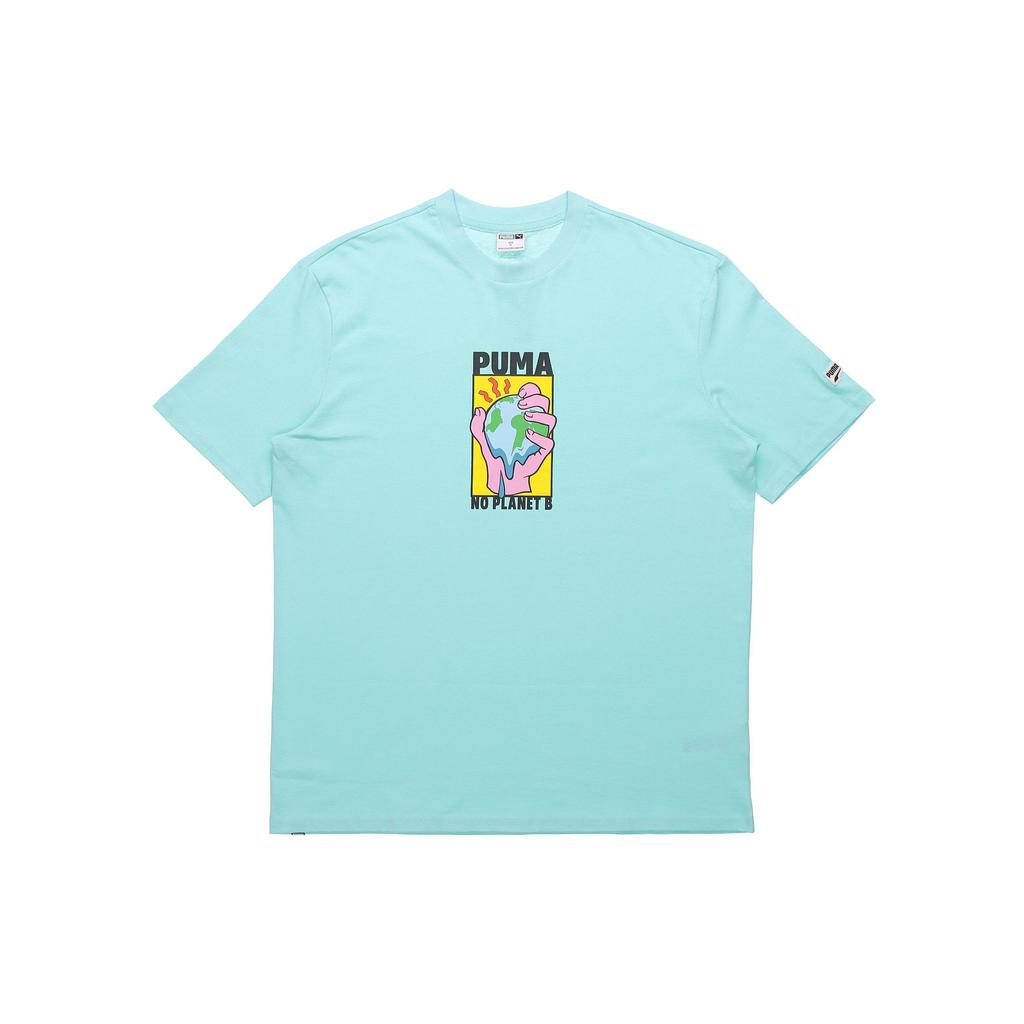 Puma Eco-Friendly Themed Print Short Sleeve T-Shirt Men Tops Blue 599181-33