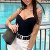 Women's Fashion Sexy Women's Bodysuit with Solid Color Camisole Outer Jumpsuit