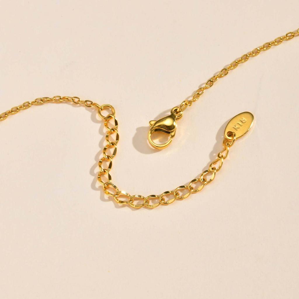 Sideway Zircon Cherry Pendant Necklace, Thin Chain Choker Necklace Stainless Steel, Women's Gold-plated Jewelry