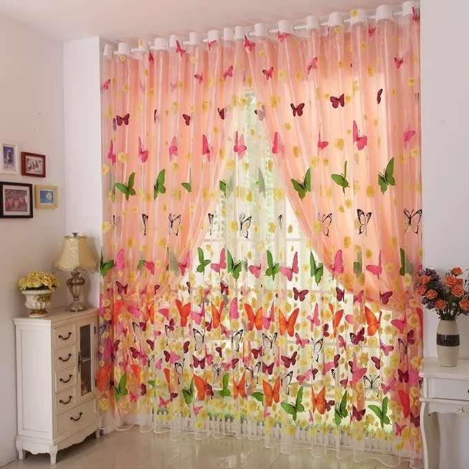Марлевые шторы с бабочками, романтические современные прозрачные шторы с вышивкой для гостиной, спальни, кухни, декор 150*270CM 1PCS