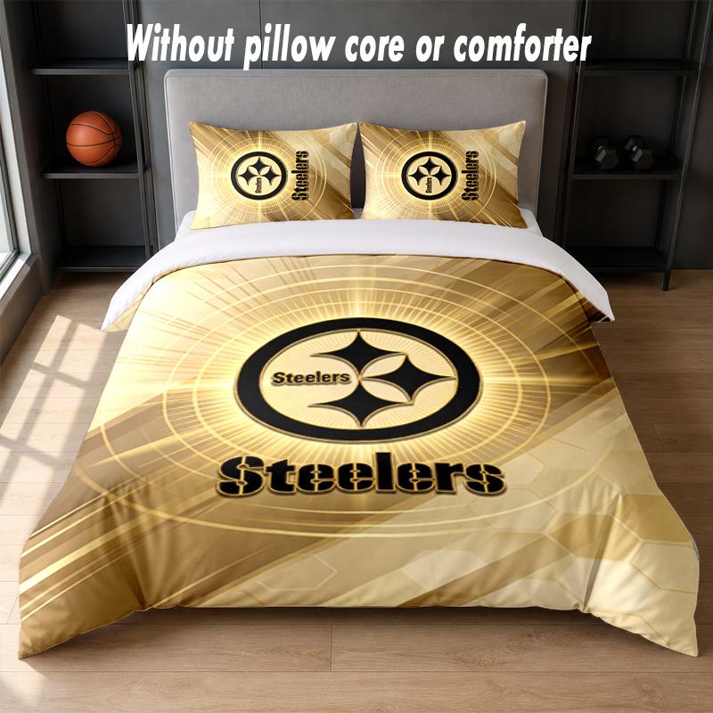 Pittsburgh Steelers Design Bed Bedding Set 1 Duvet Cover + 2 Pillowcases Soft Breathable Household Bed Linens