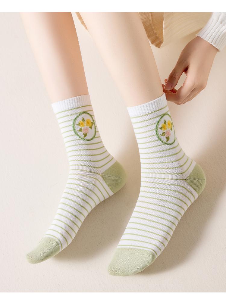 Green Forest Series 5-Pair Boneless Women's Socks