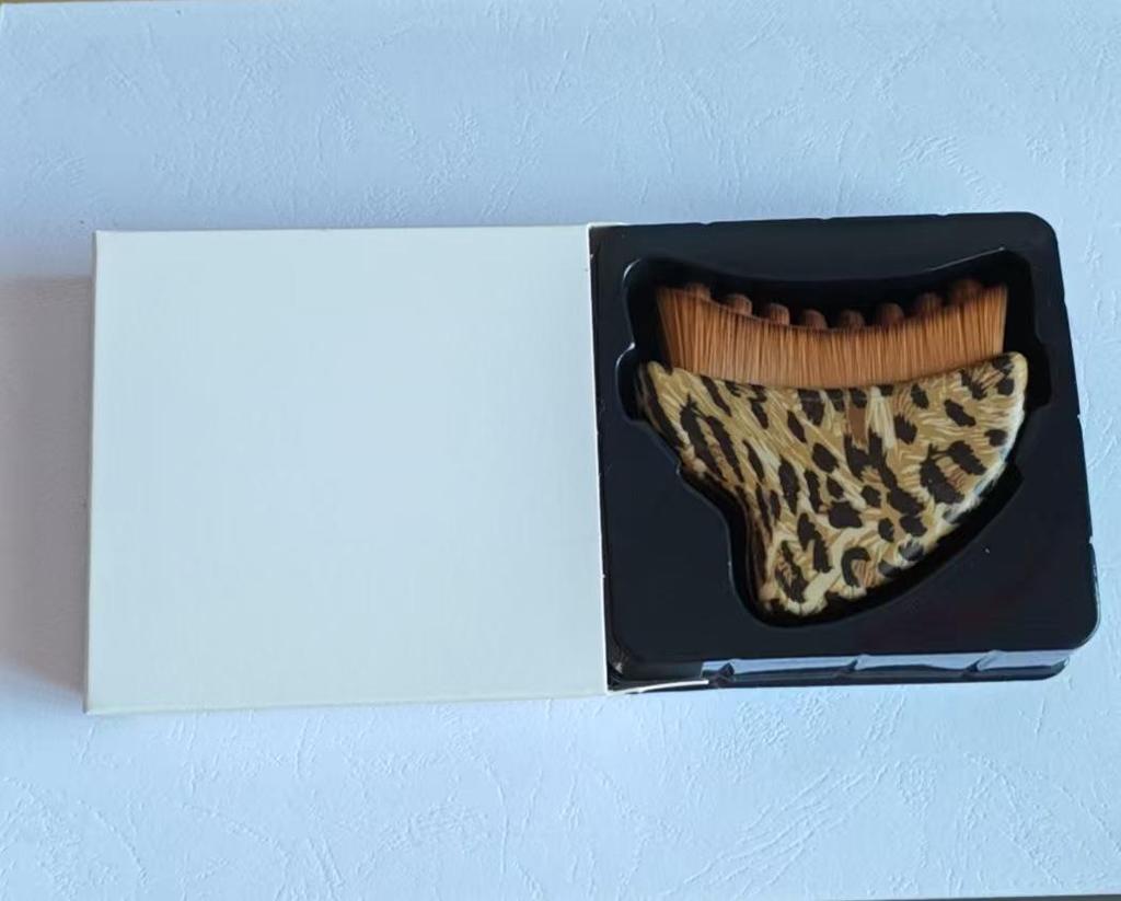 Leopard Print Lymphatic Contour Massage Brush for Face, Eyes, and Neck