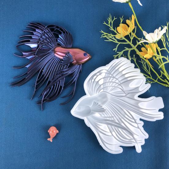 Betta Fish Silikonform Håndlaget 3D Fisk Epoxy Resin Støpeform Kamping Fisk Figur Dekorering Lage Form DIY Craft Lovers Gift