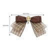 Vintage Brown Plaids Ribbon Pre Tied Bowtie Brooch Pin Women Corsage Shirt Jabot Collar Uniform Bowknot Necktie Clip