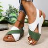 Fashion Mix Color Women Wedge Sandals Summer 2025 New Comfortable Non Slip Beach Shoes for Woman Leather Platform Roman Sandals Women